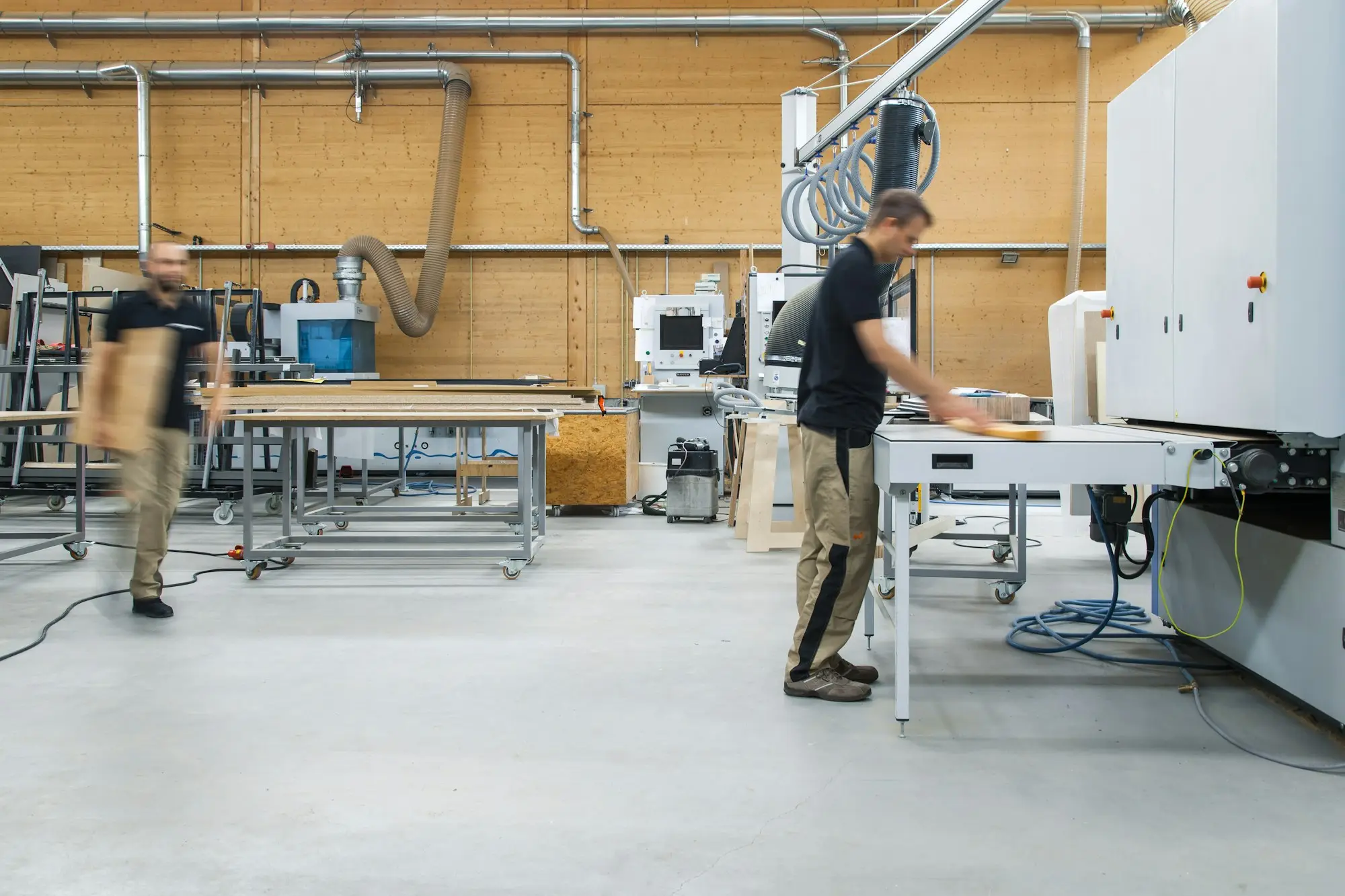 Factory floor with specialised woodworking equipment